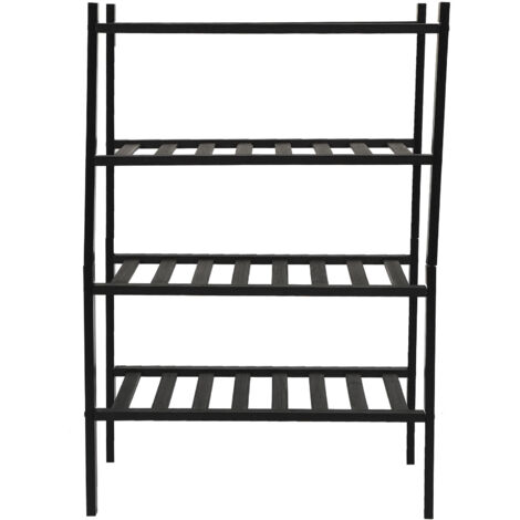 Bamboo Shoe Rack Stackable Shoe Shelf Storage Organizer for Closet Entryway Hallway Bathroom Living Room Black 4 Layer (1/5)