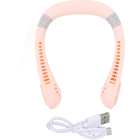 Portable Neck Fan USB Powered Digital Display 5 Gears Cooling Hanging Neck Bladeless Fan for Outdoor Sports Travel Sakura Pink (1/5)