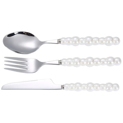 Flatware Cutlery Set Spoons Forks Knifes Utensils Tableware Sets with Ceramic Pearl Handles for Home Restaurant Hotel