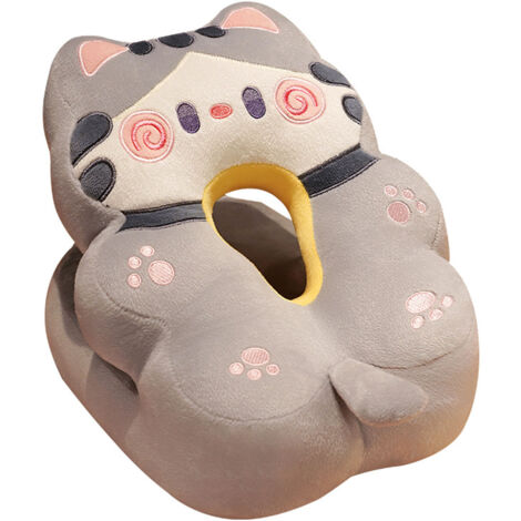 Ice Silk V Shaped Nap Pillow Napping Artifact Cute Animal Sleeping Pillow Cushion for Office Students Grey Cat