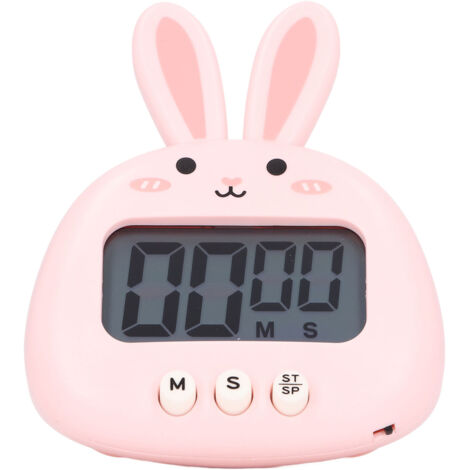 Cartoon Digital Timer ABS Portable Lightweight Simple To Use Cute Cartoon Timer for Kitchen Cooking Pink Rabbit (1/5)