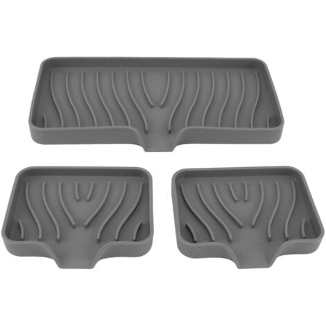 Kitchen Soap Tray Countertop Silicone Sink Deflector Sponge Holder for Bathroom Toilet Grey (1/5)