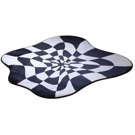 Carpet Comfortable Soft Color Blocking Bedside Creative Irregular Rug for Bedroom Living Room Balcony White and Black 100x100cm/39.37x39.37in (1/5)