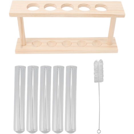 5 Test Tube Plant Terrarium Transparent Observe Growth State Plant Terrarium with Wooden Stand Water Plant Holder (1/5)