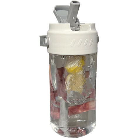 Straw Water Bottle Built in Tea Strainer with Handle PC 700ml Beautiful Cute Straw Bottle for Girls Women White (1/5)