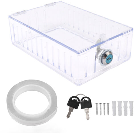 Thermostat Lock Box Large Universal Home Locking Thermostat Guard Clear Cover with Key for Thermostat On Wall (1/5)