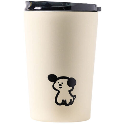 Insulated Cup Vacuum with Lid Frosted Stainless Steel Small Accompanying Thermal for Coffee Water Cute Puppy Pattern 360ml (1/5)