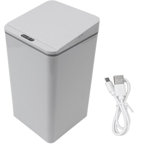 Desktop Sensor Trash Can USB Charging Foldable Lid 9L Intelligent Induction Garbage Bin for Bedroom Bathroom Office Grey (1/5)