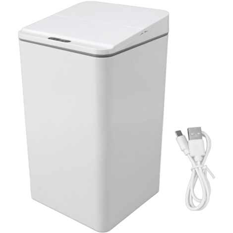 Desktop Sensor Trash Can USB Charging Foldable Lid 9L Intelligent Induction Garbage Bin for Bedroom Bathroom Office White (1/5)