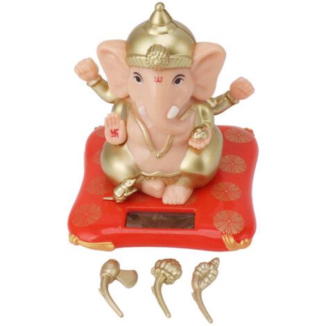 Solar Powered Ganesha Ornament Decoration Ornaments for Home Garden Car Dashboard (1/5)