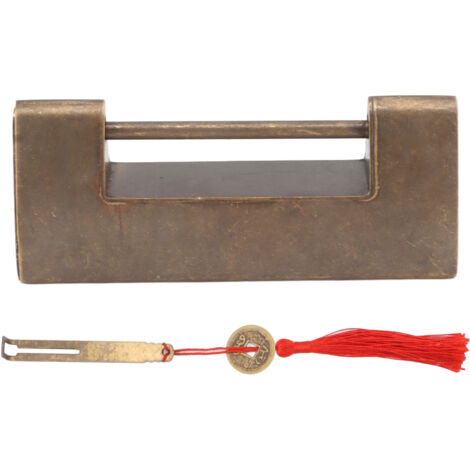 Spacing 4.4cm Decorative Vintage Lock Key Antique Brass Chinese Padlock for Small Wooden Box Furniture Cabinets Chest (1/5)