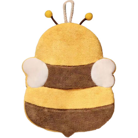 Hand Towel Thickened Cute Cartoon Animal Pattern Absorbent Hanging Kitchen Towel for Kids Home Bee Pattern