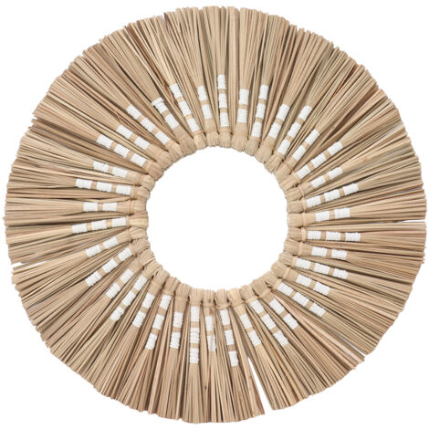 Seagrass Wall Mirror Hand Woven Decorative Round Seagrass Hanging Mirror for Entryway Bedroom Bathroom Original Color and White (1/5)