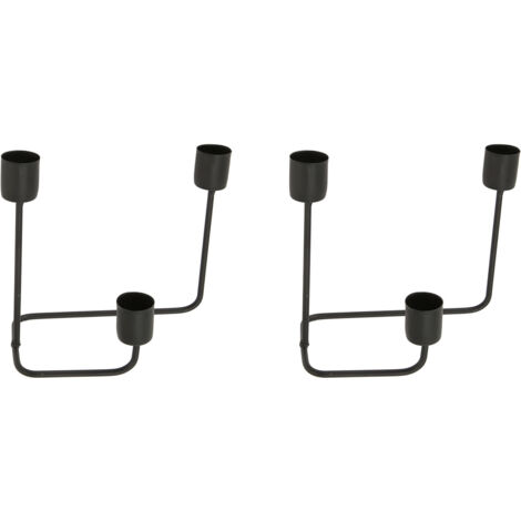 2 Pcs 3 Arm Candle Holder Black Simple Modern Candlestick Holder Decorative Candelabra for Wedding Party (1/5)
