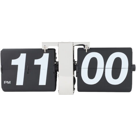 Flip Clock PVC Stainless Steel Battery Powered Retro Mechanical Digital Automatic Flip Down Desk Clock for Living Room Bedroom Office Black (1/5)