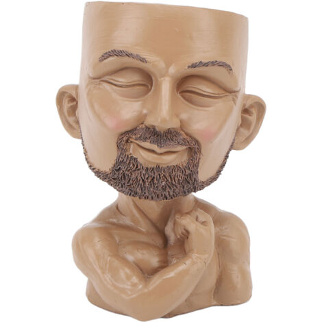 Head Planter Resin Face Planter Weather Resistance Drain Hole Plant Pot for Home Garden Office Dark Color (1/5)