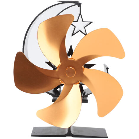Wood Burner Fan 5 Blades Ultra Quiet Air Circulation Heating Energy Saving Heat Powered Fireplace Fan for Ice Fishing Camping Gold (1/5)