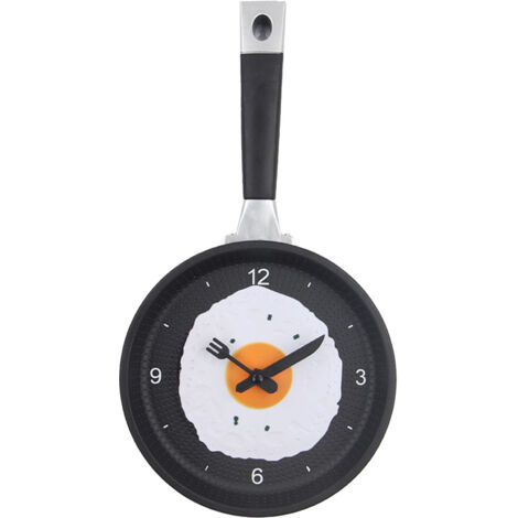 Wall Clock ABS Fried Egg Frying Pan Shape Silent Battery Operated Wall Clock for Bedroom Living Room Kitchen Pink (1/5)