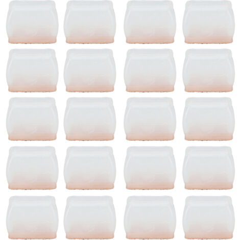 20Pcs Chair Leg Protector for Hardwood Floor Rubber Felt Furniture Pad Cover Non Scratches Noise Transparent Rectangle L (1/5)