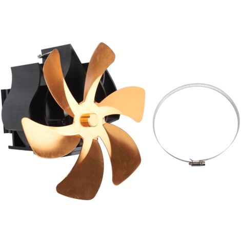 Wood Stove Fan Heat Powered 6 Blades Hanging Stove Fan Silent Flue Pipe Hanging Fireplace Fan Eco Friendly Wall Mount Gold (1/5)