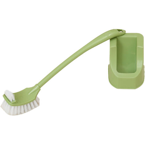 Toilet Brush Set Plastic Double Sided Brush Head Toilet Scrubber Holder Set for Home Hotel Bedroom Green (1/5)