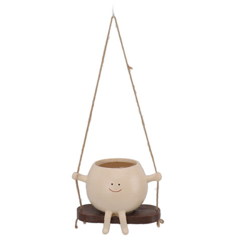 Swing Face Planter Pot Exquisite Lovely Unique Resin Hanging Planter with Rope for Plants Succulent (1/5)