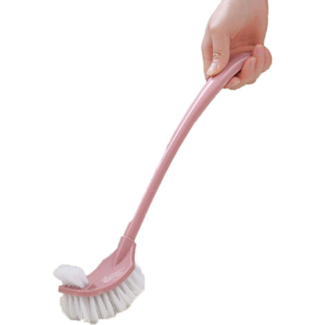 Toilet Brush Set Plastic Double Sided Brush Head Toilet Scrubber Holder Set for Home Hotel Bedroom Pink (1/5)