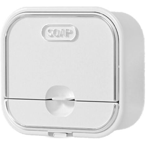 Home Soap Box Non Perforated Wall Mounted Draining Soap Box Flip Cover Bathroom Soap Box White (1/5)