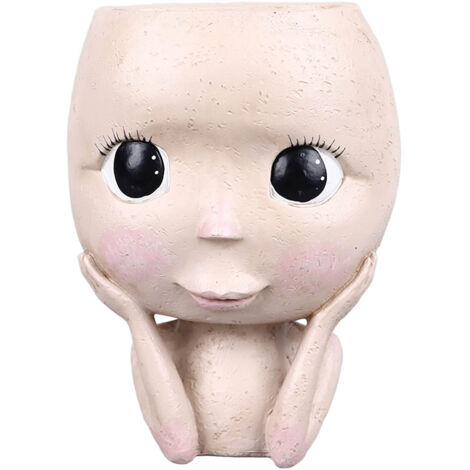 Face Planter Pots Large Caliber Resin Drainage Hole Design Creative Head Succulent Planters Pot for Herbs Succulents Cacti (1/5)