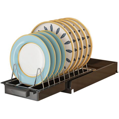 Pull Out Cabinet Organizer Stainless Steel Multifunctional Slide Out Shelves for Plates Kitchen Cupboard Black (1/5)