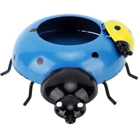 5.4cm Diameter Flower Pot Decor Ladybug Shaped Smoothing Surfaces Iron Planter Pot for Garden Blue (1/5)