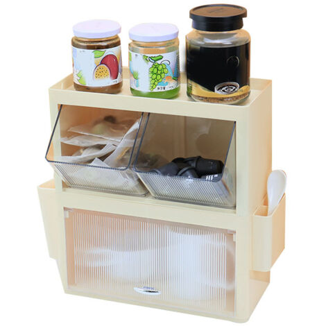Tea Bag Storage Rack Wall Hanging Space Saving Tea Bag Box for Coffee Capsule Snacks Home Office Cream Yellow (1/5)