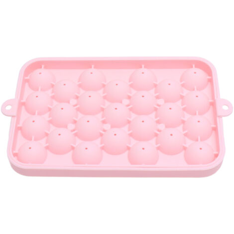 25 Grid Ice Cube Tray Easy Release Silicone Ice Ball Maker Mold Mini Round Ice Sphere Tray with Lid Pink (1/5)