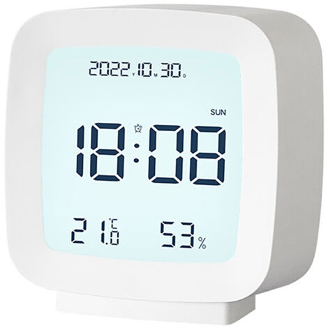 Kids Alarm Clock LED Digital Indoor Alarm Clocks with Temperature and Humidity Display for Kids White (1/5)