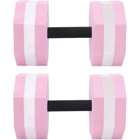 2Pcs High Density EVA Foam Dumbbell Set Aquatic Exercise Dumbbells for Men Women Indoor Swimming Pools Aerobic Fitness Rehabilitation Training Diamond Shaped Pink White Pink (1/5)