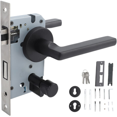 House Door Handle Lock Aluminum Black Antioxidant Coating Shock Resistance Door Lever for Bedroom Home Room (1/5)