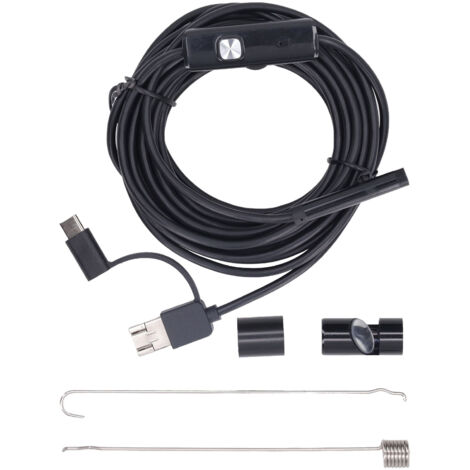 7mm for Android Endoscope 3 in 1 Type C USB Micro USB Endoscope Waterproof Car Pipe Inspection Borescope with 6 LED Lights 5m Hard Wire for Smartphone (1/5)
