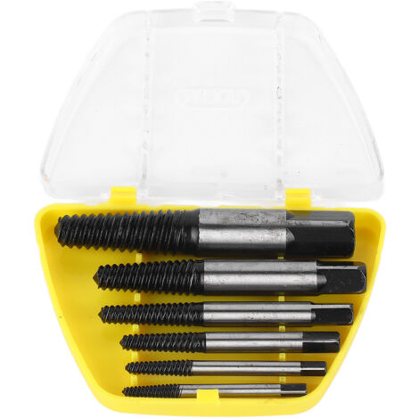 6 Pcs Damaged Screw Extractor with Yellow Storage Box Steel Stripped Bolt Remover for Home Repairs Automotive Mechanical Repairs (1/5)