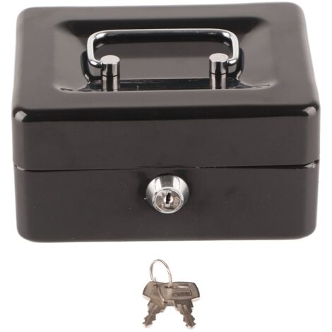Metal Cash Box 6 Compartments High Safety Money Box with Money Tray and Key Lock for Home Business Black (1/5)