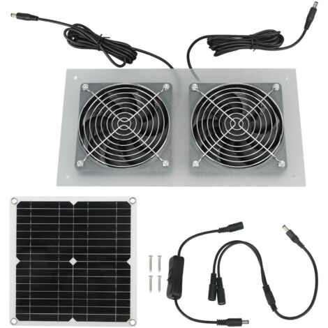 15W Solar Panel Powered Fan Efficient Solar Powered Dual Fan Kits for Chicken Coop Greenhouses Shed Pet Houses Window (1/5)