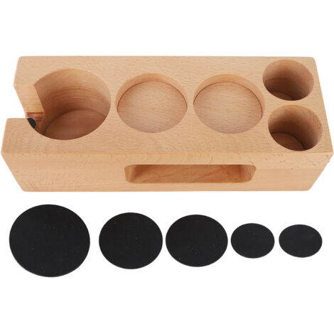 Wood Coffee Filter Tamper Holder Wooden Coffee Tamper Mat Stand for Home Cafe Restaurant Hotel Office 51mm 5 Hole (1/5)