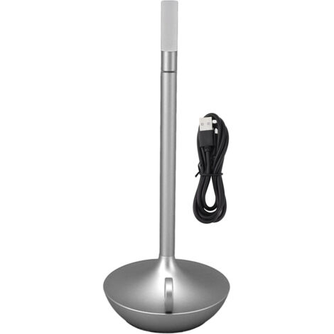 Cordless Table Lamp Innovative Candle Shape 3 Levels Brightness Dimmable Rechargeable LED Desk Lamp Silver (1/5)