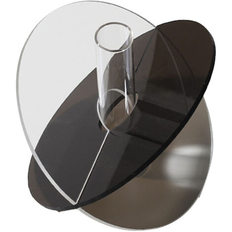 Acrylic Geometric Flower Vase Fine Detail Easy To Clean Acrylic Geometric Minimalist Vase for Living Room Table Disc Transparent Grey 15x13x2cm (1/5)