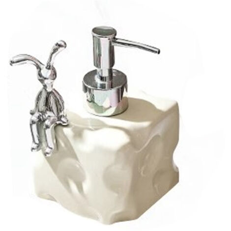 Shampoo Dispenser Bottle Ceramic Large Capacity Home Decoration with Pump for Bathroom Small White (1/5)