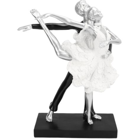 Couple Dancing Sculpture Modern Simple Innovative Resin Hand Crafted Couple Dancing Abstract Statue Silver Ballet Dance for Two People (1/5)