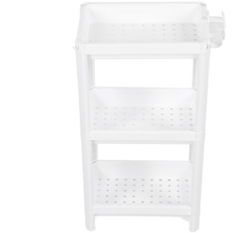 Bathroom Tower Shelf Plastic Freestanding Storage Rack Organizer Multifunctional Shelving Unit for Living Room Bedroom Kitchen White 3 Layers (1/5)