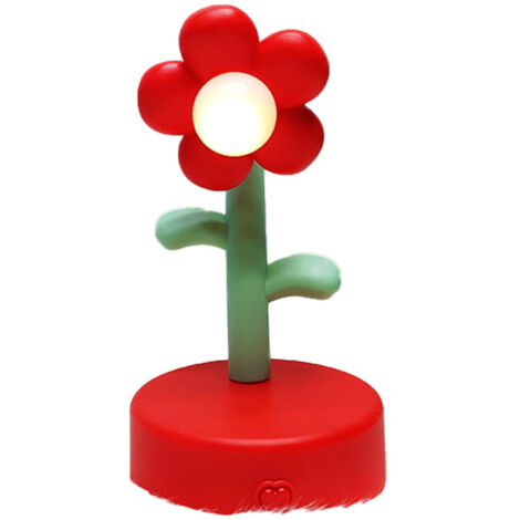 Table Lamp Cute Flower Night Light Portable Desk Lamp Decorative for Office Dorm Decor Red (1/5)