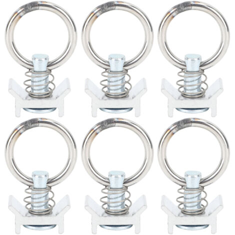 6PCS Single Stud Fitting L Track with Round Ring Stainless Steel Aluminum Cargo Control Stud Tie Down Fitting for Airline Track Logistic Installation (1/5)