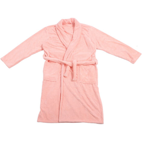 Bathrobe Coral Velvet Thicken Soft Water Absorbent Warm Belt Design Couple Bathrobe for Home Hotel Pink