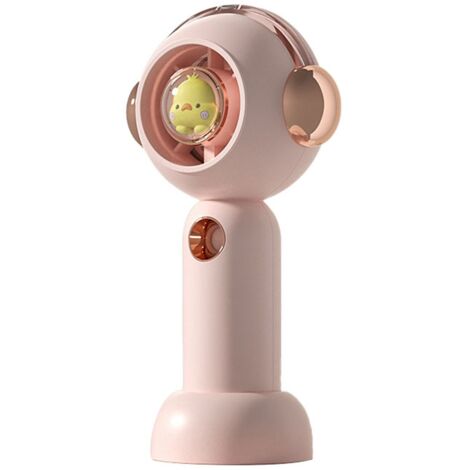 Portable Handheld Misting Fan Cute Cartoon USB Rechargeable Personal Fan for Outdoor Indoor Pink (1/5)